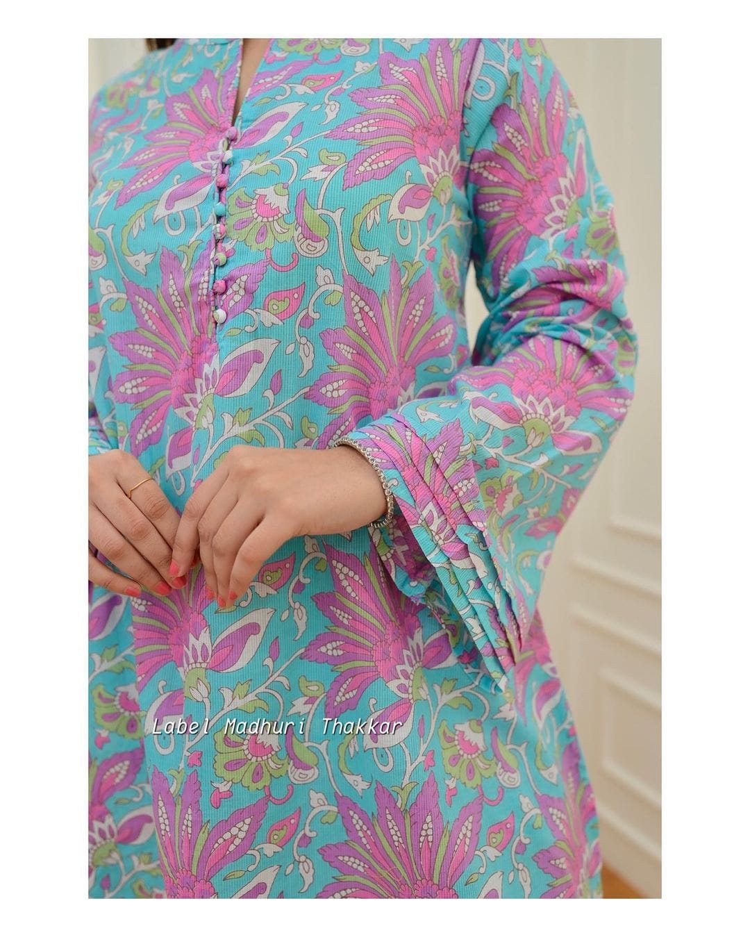 Mann Afgani Cord Set Printed Short Kurti With Bottom